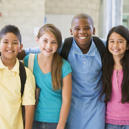 independent tile - smiling middle schoolers